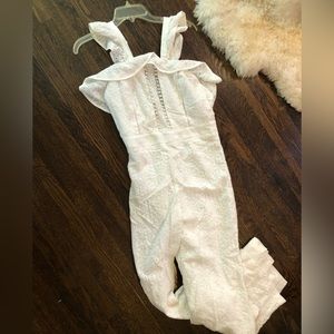 Gianni Bini White Ruffle Jumpsuit